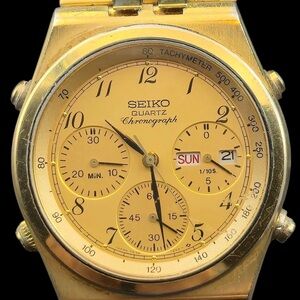 Seiko Gold-Tone Chronograph Quartz Watch with Day-Date